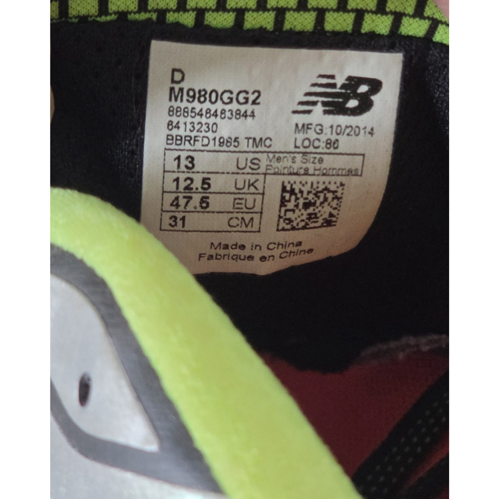 New Balance Men’s Fresh Foam 980 Running Shoes Size 13 D Gray Neon Yellow Green - Picture 8 of 9